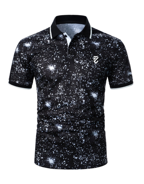 Premium sublimation polo shirt with custom logo embroidery and sleek athletic fit.